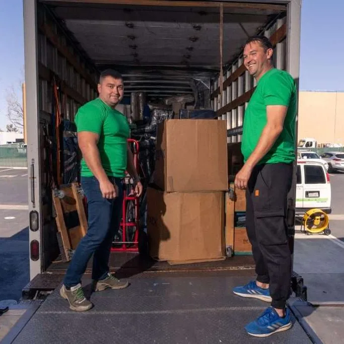 Finch crew loading boxes into the truck