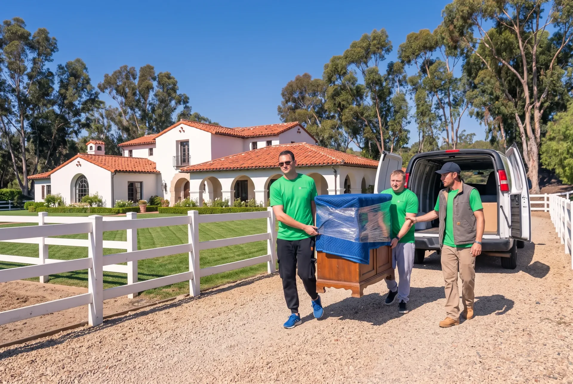 Finch packout crew by service van