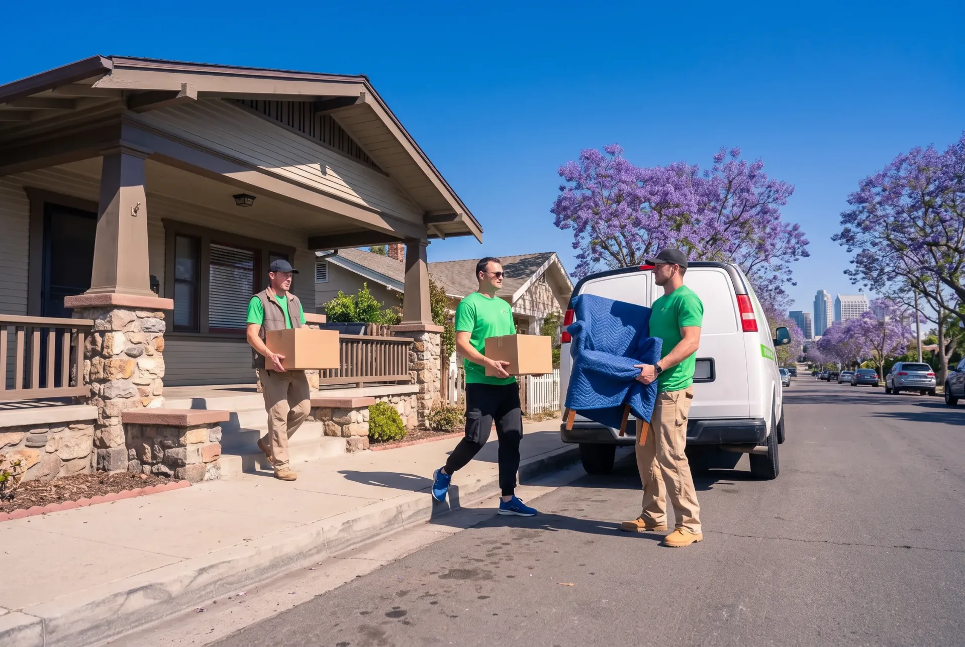 Finch packout crew by service van