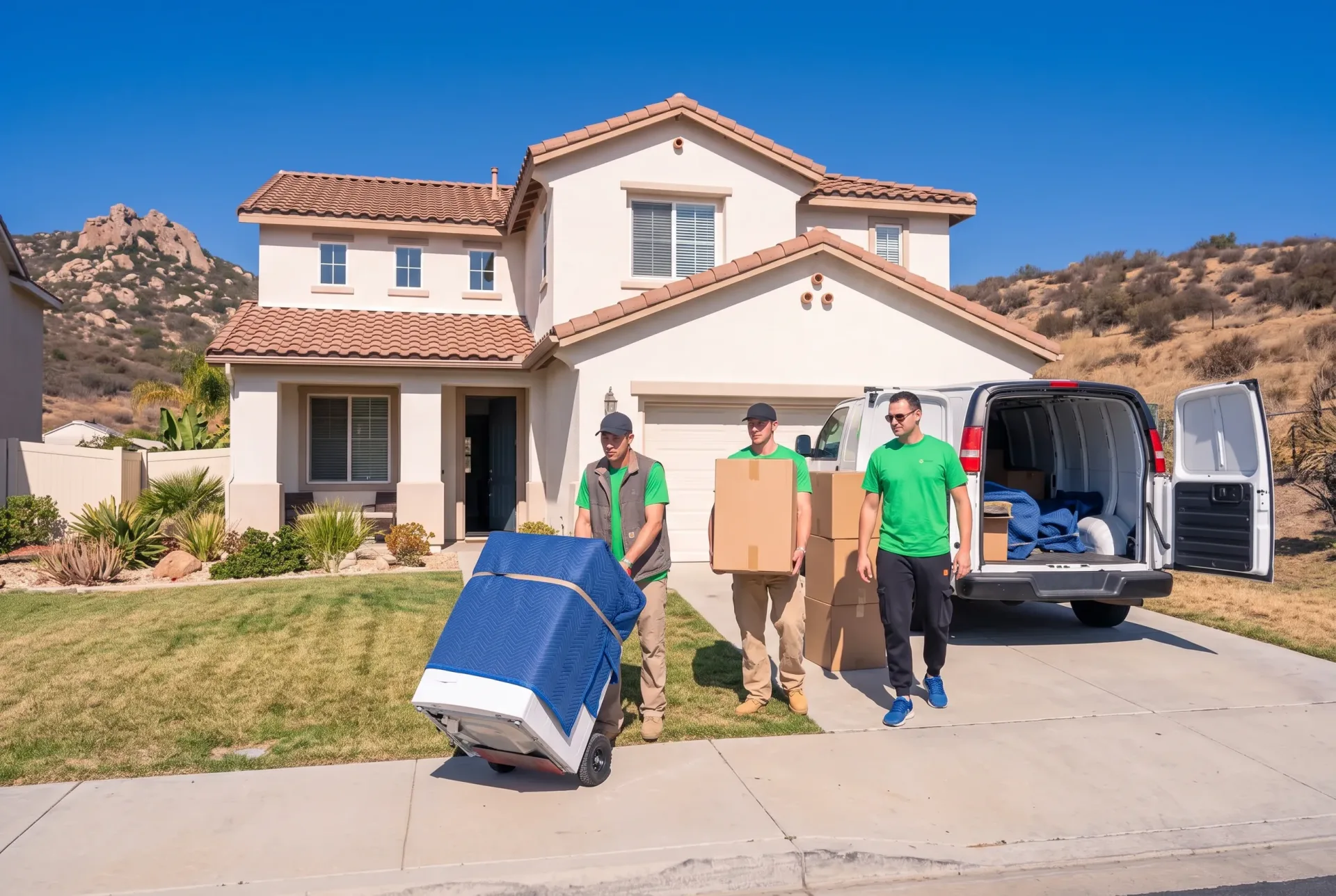 Finch packout crew by service van