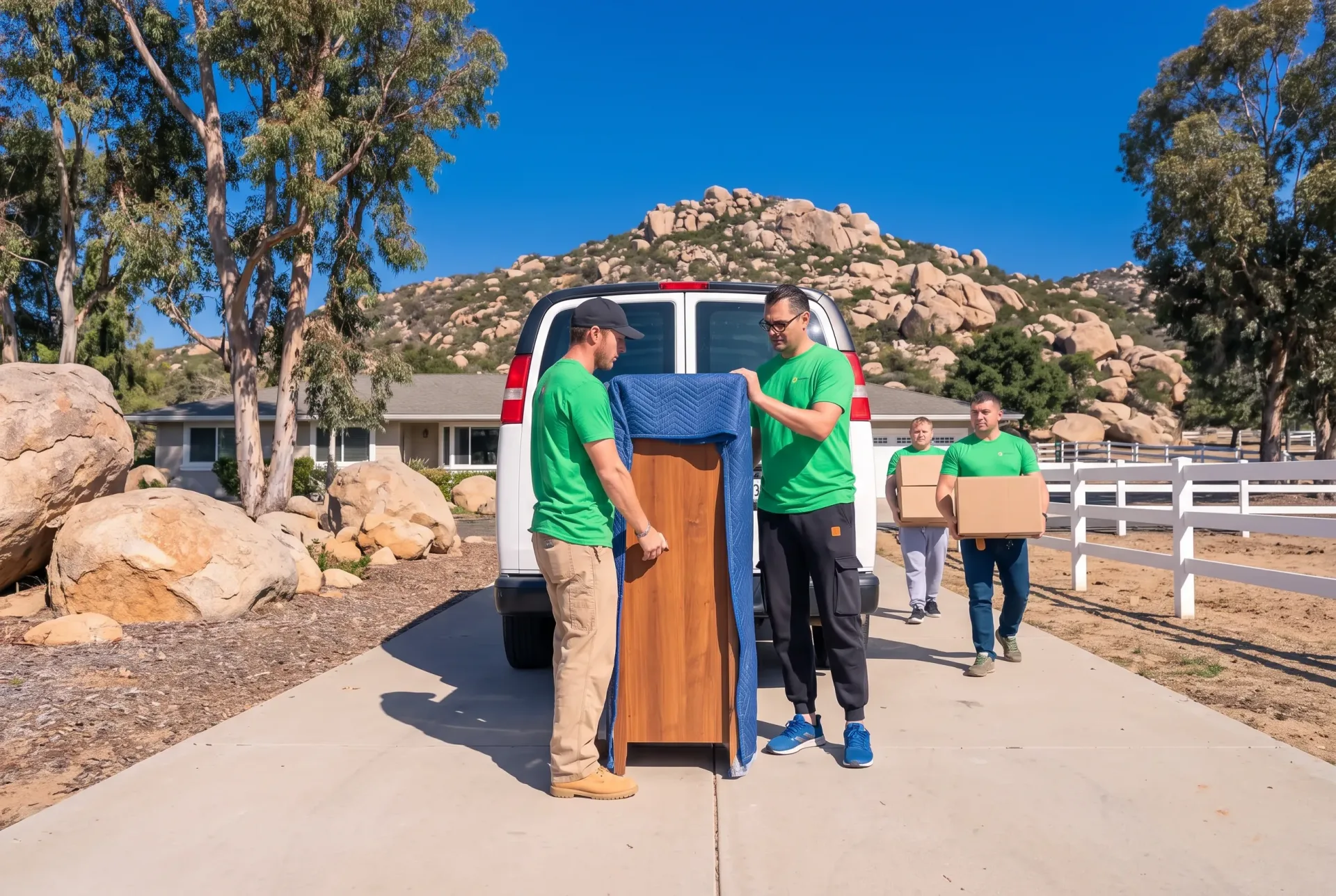 Finch packout crew by service van