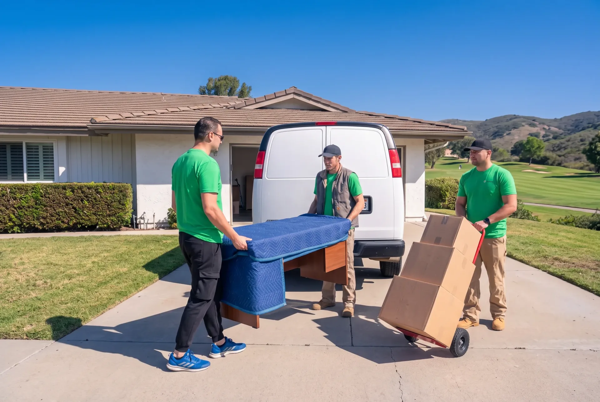 Finch packout crew by service van