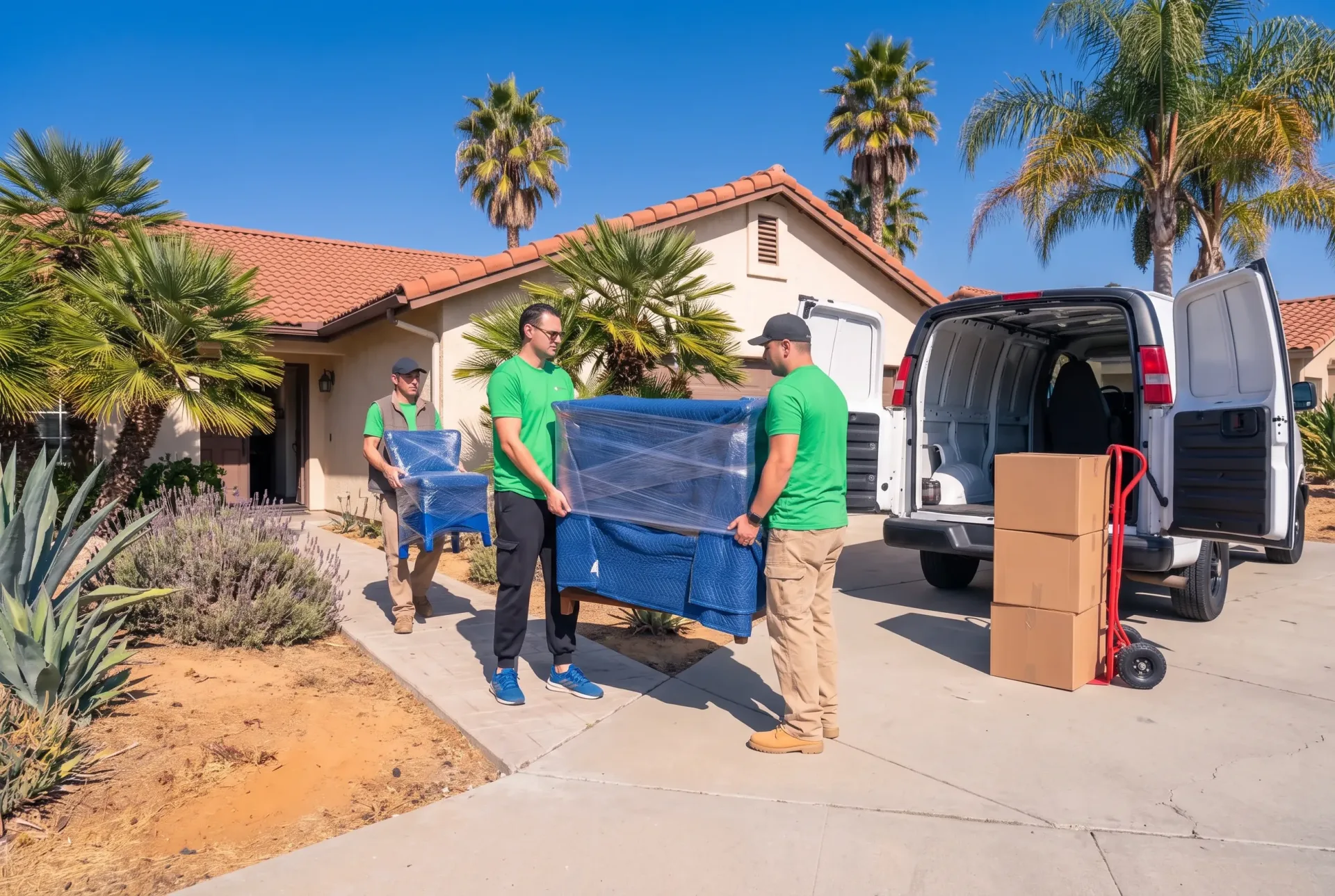 Finch packout crew by service van