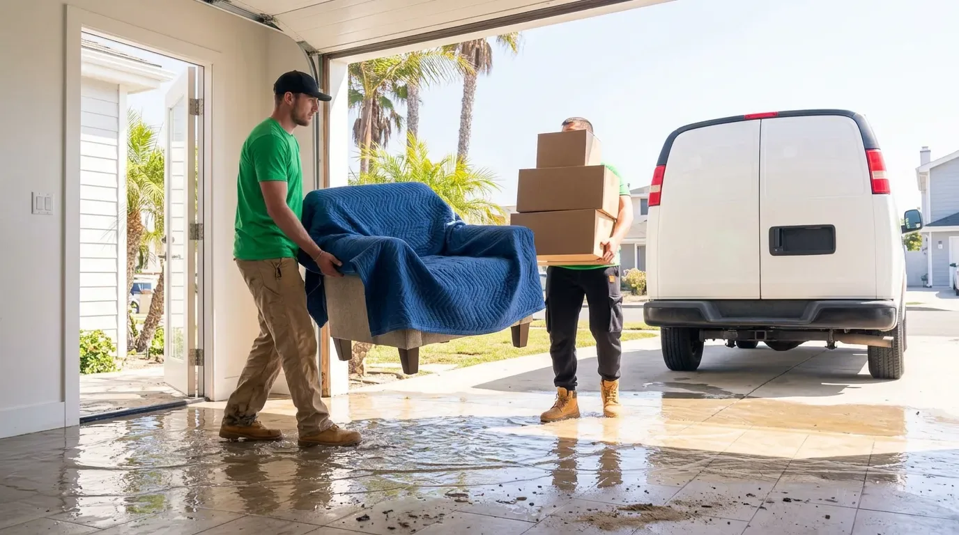 Flood contents pack-out in Coronado