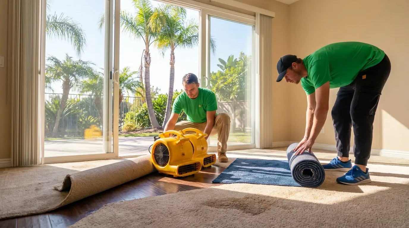 Drying wet carpets in Oceanside